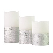 Set of 3 Waves Mouth LED Pillar Flameless Candle with Remote