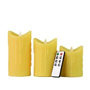 Yellow Tear Waved Pillar Flameless Candle with Remote and Timer