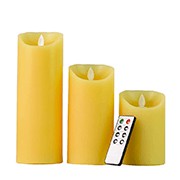 The 3 Set of Ivory Swing Pillar Flameless Candle with Remote Control and Timer