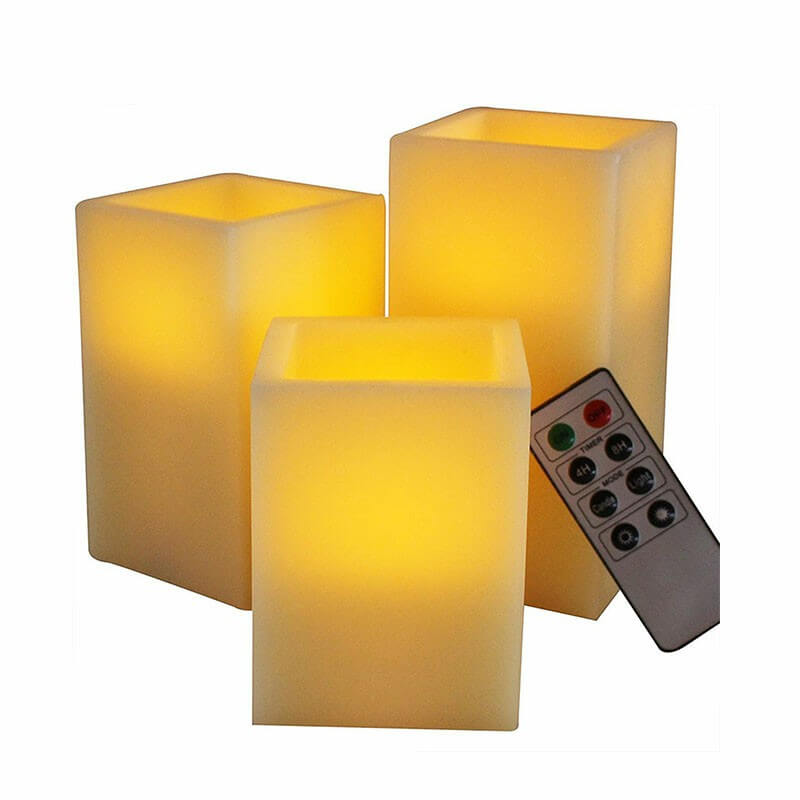 Ivory Wax & Amber Yellow Flameless Candles with Remote and Timer